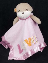 Carters One Size Monkey Love Pink Plush Rattle Lovey